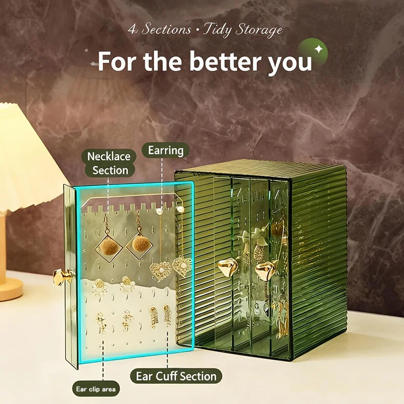 Acrylic Earrings Necklace Display Holder Black Clear Stand Drawer Jewelry Storage Organizer Rack Shelf Household Large Capacity