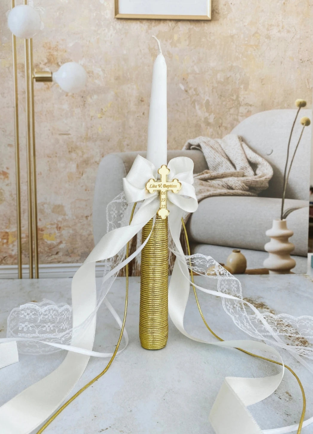 Personalized Christening Baptism Candle, Ceremony Candle, First Communion Candle, Christening Taper Candle, Confirmation Candles